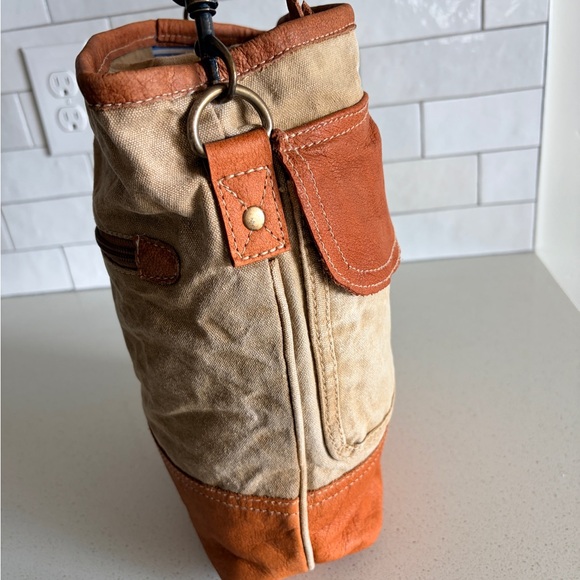 The Original Peace and Patience Sustainable Canvas Leather Crossbody Bag purse - Picture 5 of 8